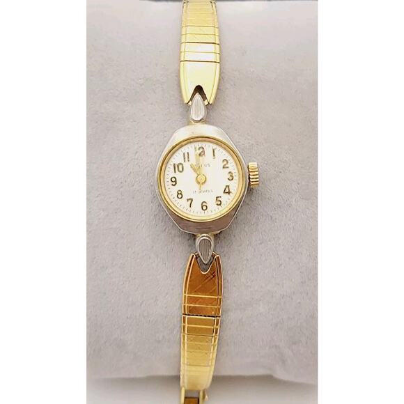 Vtg Benrus Art Deco Style Ladies 17 Jewels Gold Tone Running Manual Wind Watch main image 16